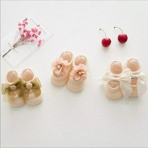 3 Pairs/Lot Lace Bow Flower Baby Socks Anti-Slip !